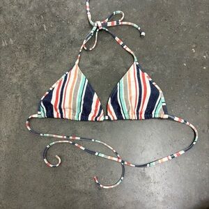 Eidon Womens Small bikini Blue Pink stripedSwim beach Beachy top
